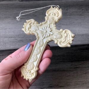 ❤️ LAST CHANCE Vintage Large Pearlescent Decorative Cross Christmas Ornament